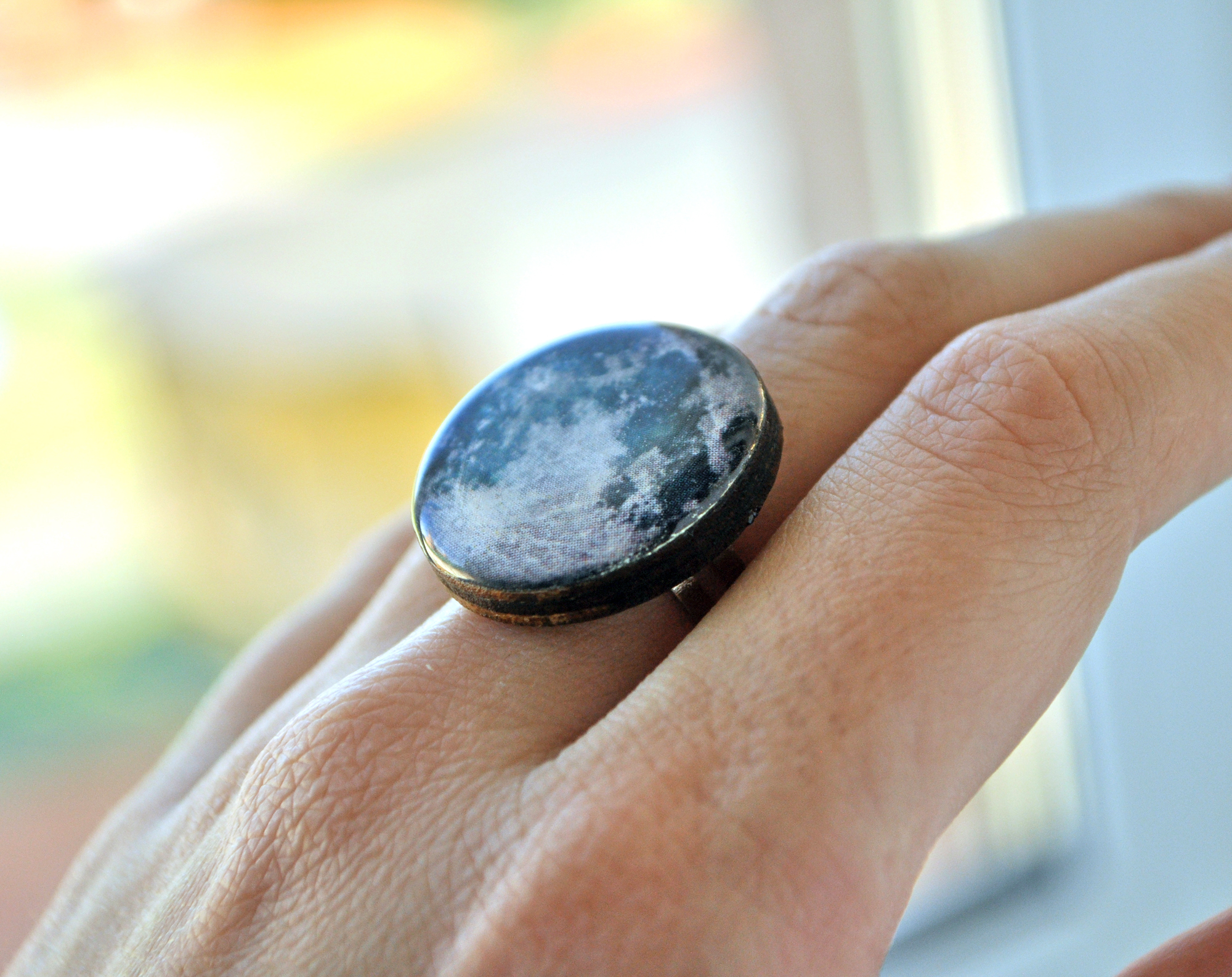 Полная Луна круглое кольцо ручной работы купить