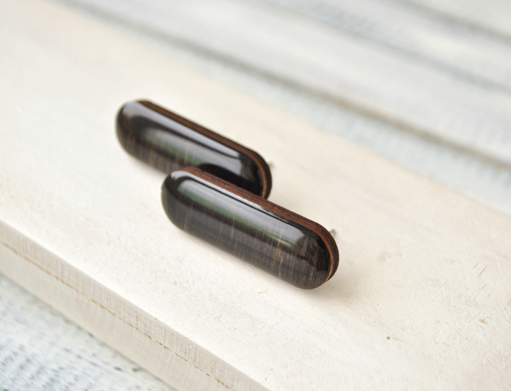 Black wood - овалы серьги-гвоздики деревянные ручной работы купить