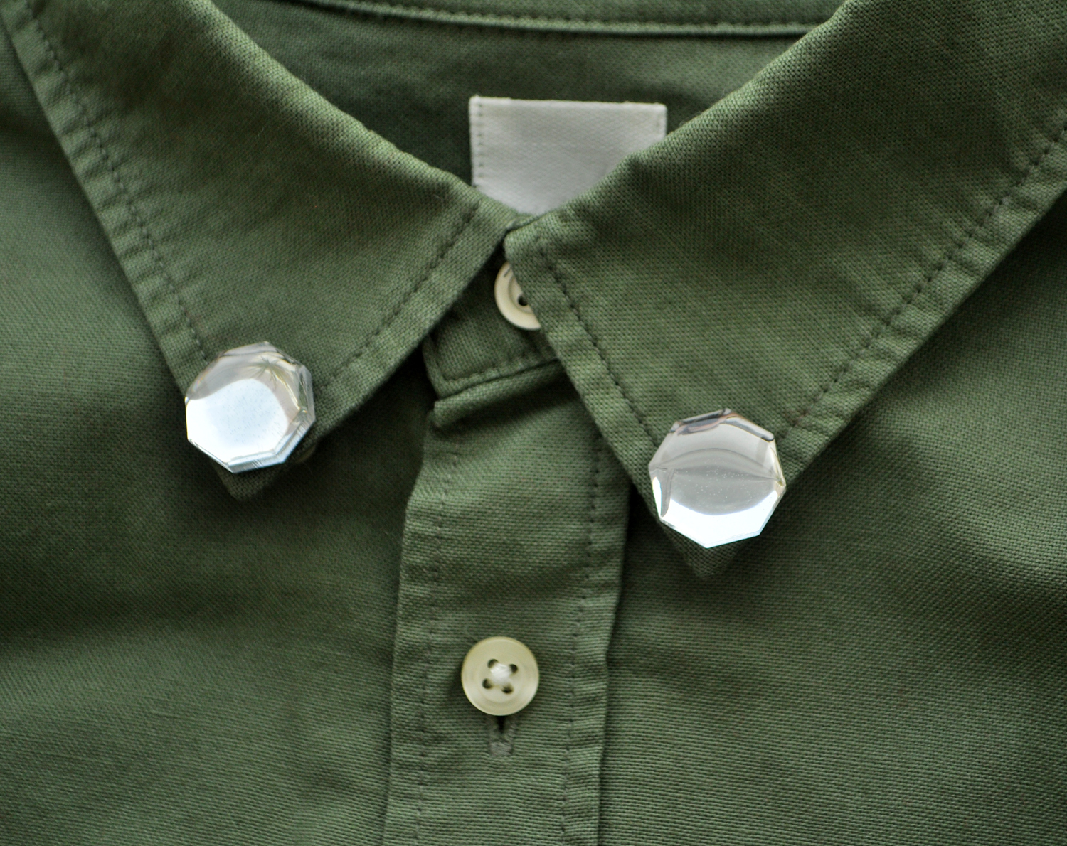 Восьмиугольники с линзой и цепочкой зеркальные броши на воротник рубашки ручной работы купить